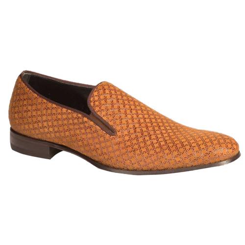 Mezlan "Boheme II" 6204-1 Tan Genuine Decorative Embossed Patterned Suede Loafer Shoes.